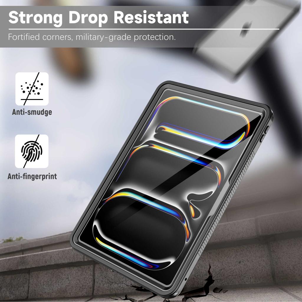 For iPad Pro 13 (2024) Tablet Full Coverage Case PC+PET+TPU IP68 Waterproof Anti-Drop Shell