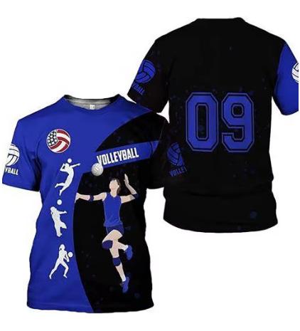 New USA Volleyball Jersey T-Shirt Men's T-Shirt Short Sleeve Sports Quick Dry Top Summer Breathable T-Shirt Clothing