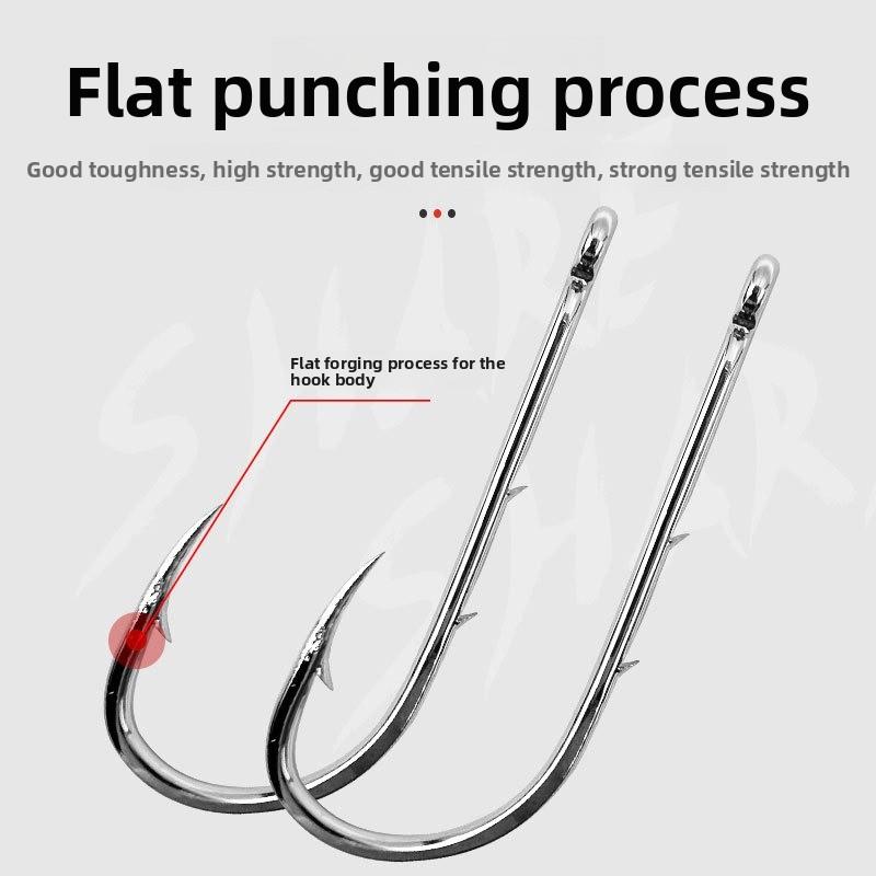 Carbon Steel Hawkbill Tide Hook Double Back Barbed Crooked Beak Fish Hook Straight Shank Hook Single Hook Fishing Tackle