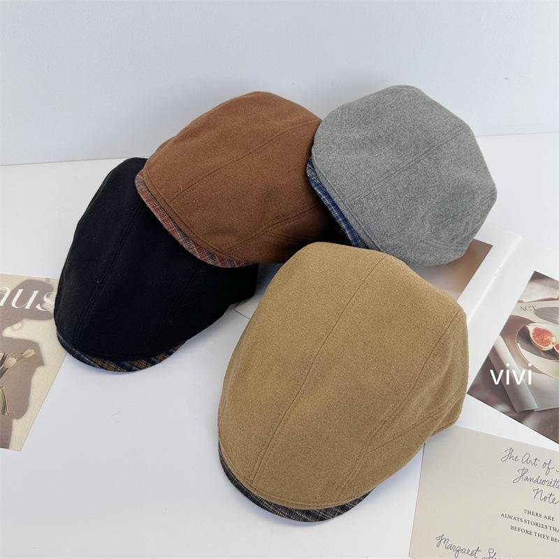 New retro black forward hat children autumn and winter British retro versatile simple temperament literary cap