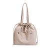 Casual Solid Color Large-capacity Textured Tote Bag 2025 New Shoulder Bag Student Casual Cloth Bag Ins Niche Bag