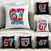 Funny 67 Six Seven Cushion Cover Elegant Comfort Pillowcase Sofa Bed Doublesided Printed Invisible Zipper Home Decor