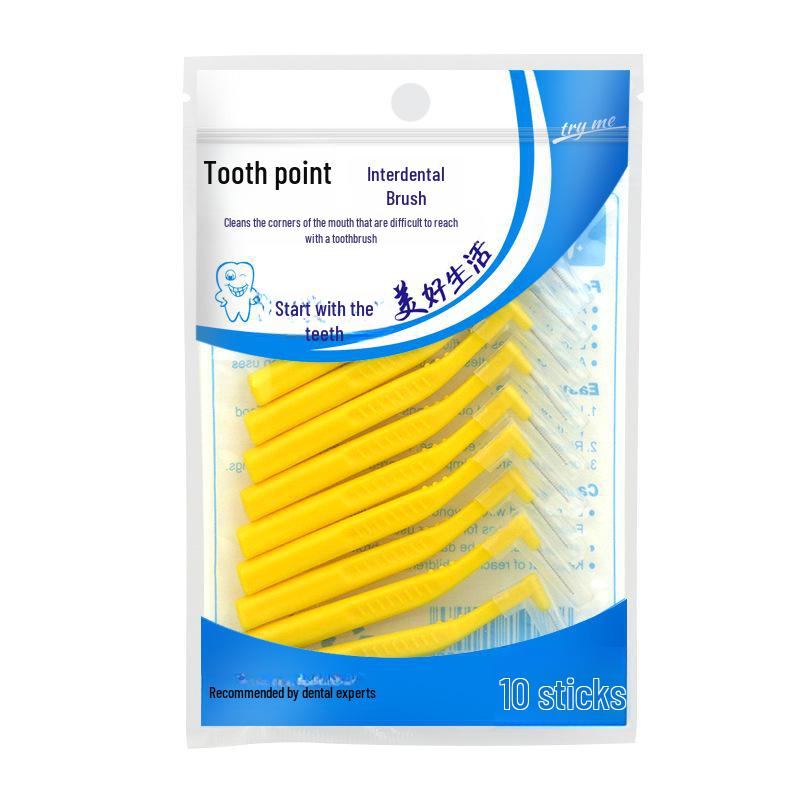 L-Shaped Interdental Toothbrush Set (10-Pack) with Wire Bristles