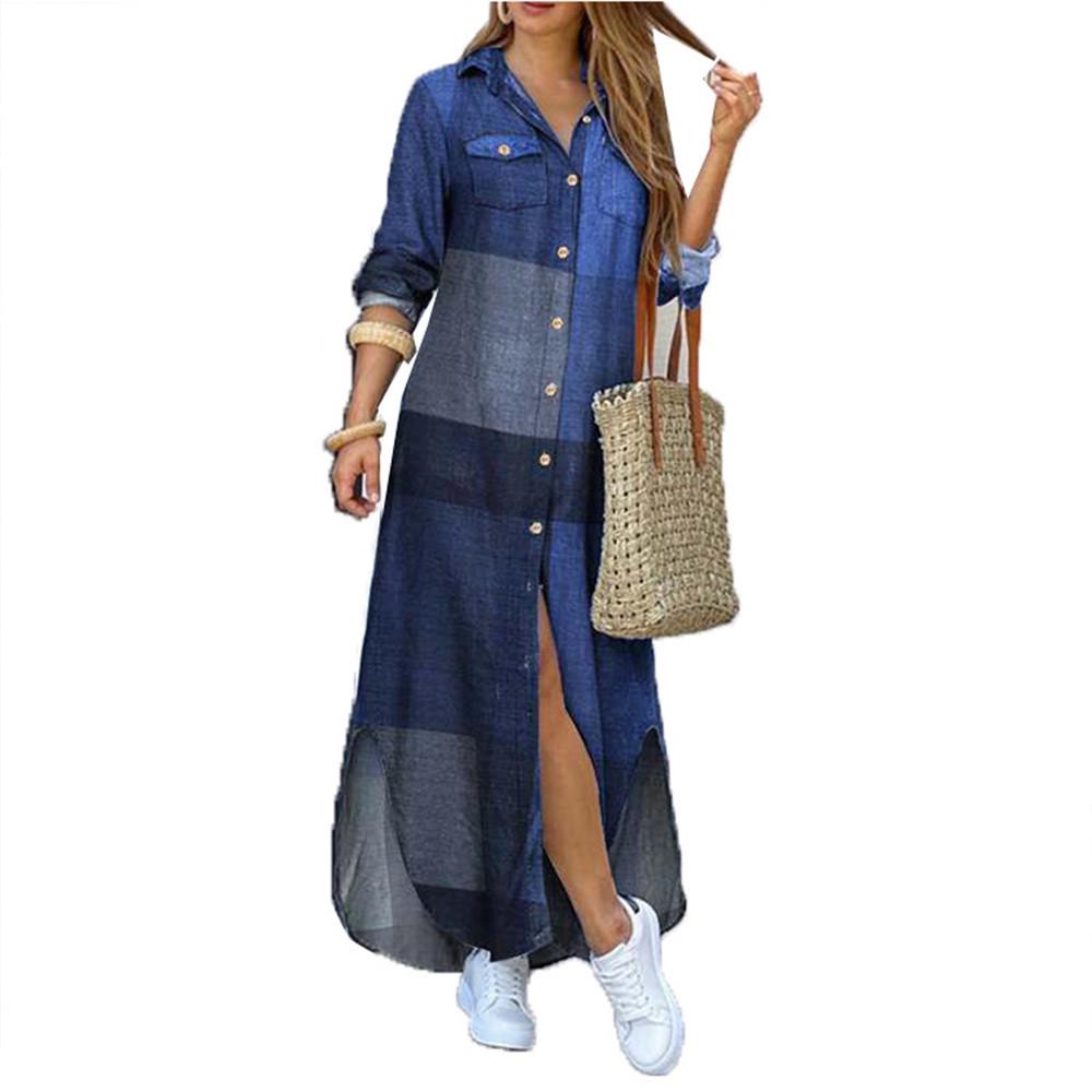 New Women's European and American Fashion Long Shirt Dress - Spring/Autumn, Sexy, Single-Breasted, Loose Lapel Design