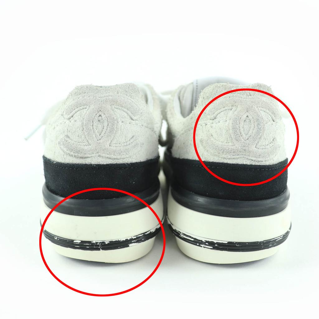 Very Good CHANEL Low cut sneakers COCO Mark Lace-up Suede Leather 36 G45208 Used