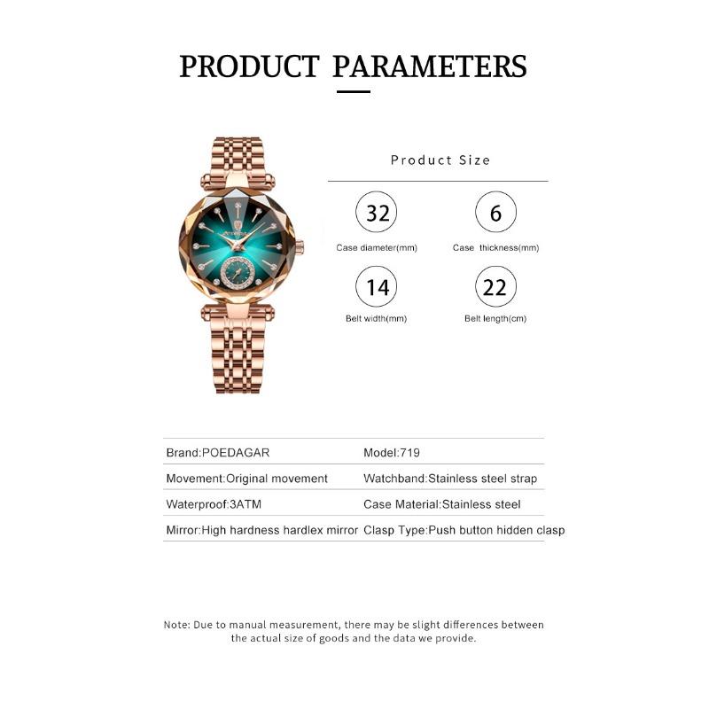 POEDAGAR Elegant Luxury Women's Quartz Watches Waterproof Stainless Steel Watch Casual Fashion Ladies Wristwatch