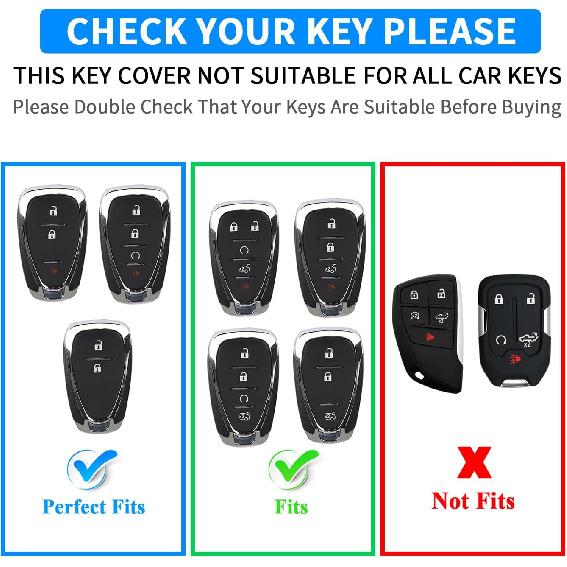 QBUC Key Fob Cover for Chevy, Car Key Fob Case with Keychain for Equinox 2018- Sonic 2017- Spark 2016- Traverse Trailblazer Trax Accessories