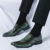 Designer Gentleman Green Dress Chelsea Leather Shoes For Male Luxury British Crocodile Pattern Loafers Wedding Prom Footwear