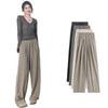 Petite Japanese Cool Elastic Waist Apricot Pants - Women's Summer High-Waist Loose Wide Leg