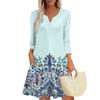 Women's Summer Dress Loose V Neck Three-quarter Sleeve Sundress With Pockets Dress