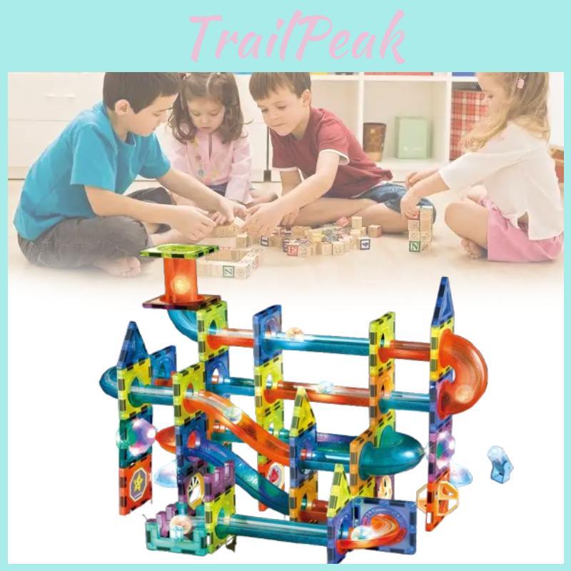 Building Magnetic Blocks Toy For Children With Scene Track Scene Design Supplies