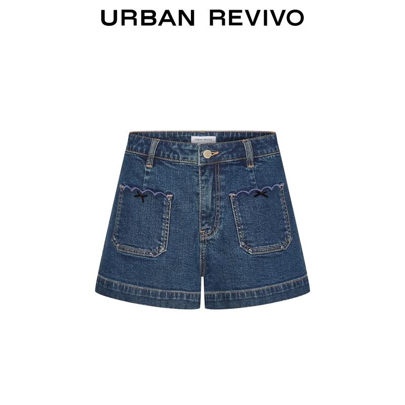 UR Women's Retro Washed Bow Denim Shorts