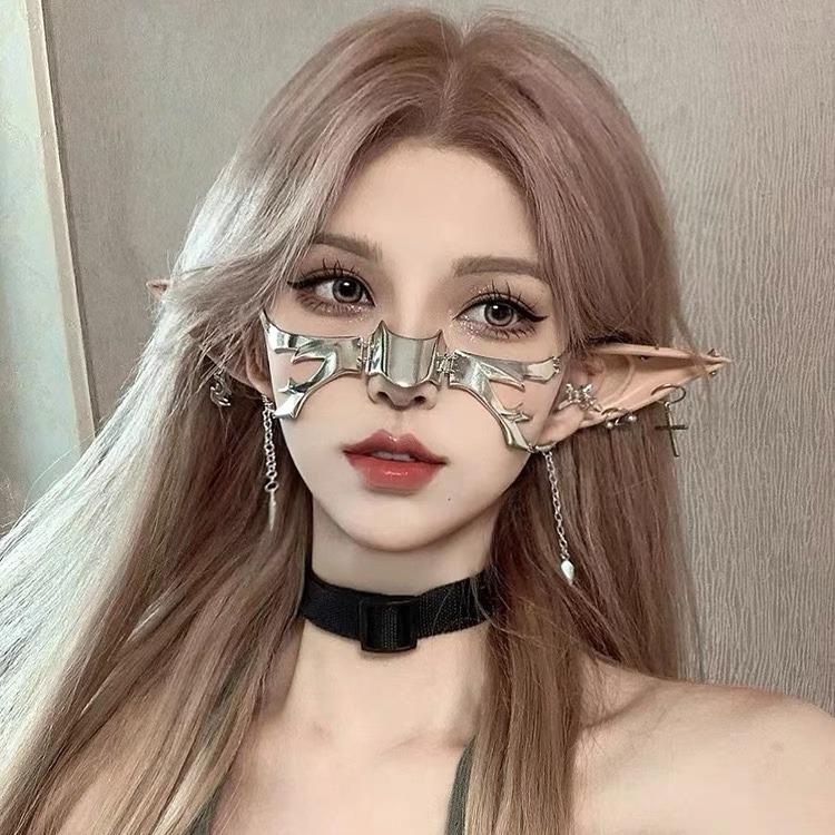 

Киберпанк Металлическая Маска Украшение для Носа и Лица: Регулируемые серьги в стиле инопланетных технологий – Женские украшения.