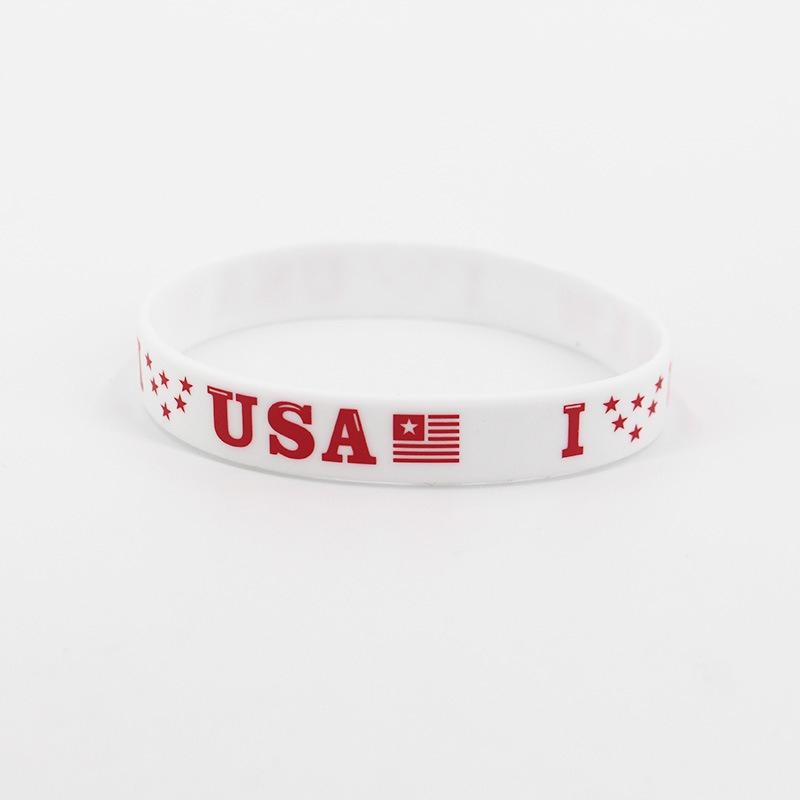 

6-pack Love USA American Star Spangled Flag Rubber Wrist Band Printed to Celebrate Independence Day Silicone Bracelet