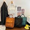 Minimalist Japanese Style Canvas Shoulder Bag For College Students With Zipper Closure