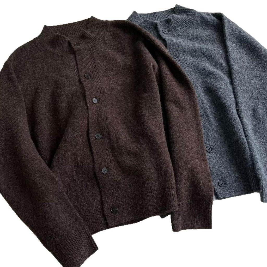 Men's Casual Knitted Lapel Cardigan Sweater - Loose, Versatile, Single-Breasted Perfect for Spring & Autumn