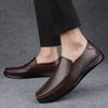 Men's shoes 2025 summer new breathable foot casual leather shoes men's flat beanie shoes British soft-sided driving shoes