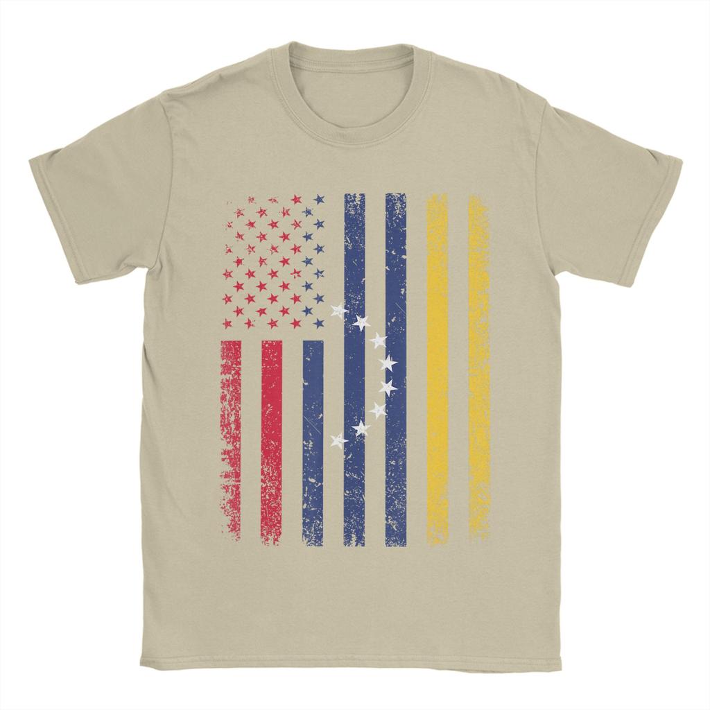 Casual Venezuela Flag 4th of July USA Venezuelan Flag TShirt Unisex Round Neck Pure Cotton T Shirt Short Sleeve Tee Shirt Clothes
