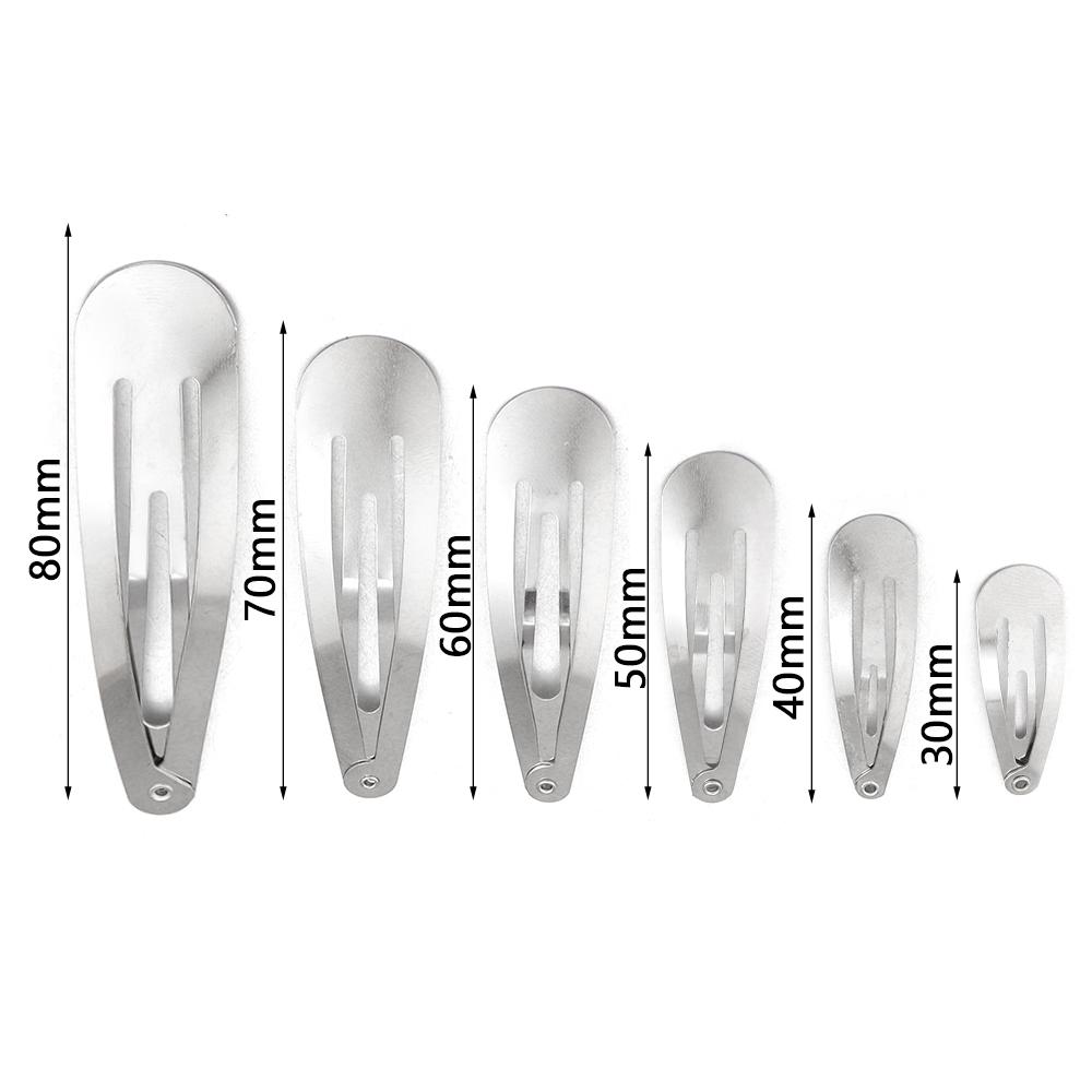 

50pcs Thick Metal Hair Clips Water Drop Shaped Hairpins BB Hairclips Snap Barrettes For DIY Headwear Jewelry Making Accessories Length 30mm