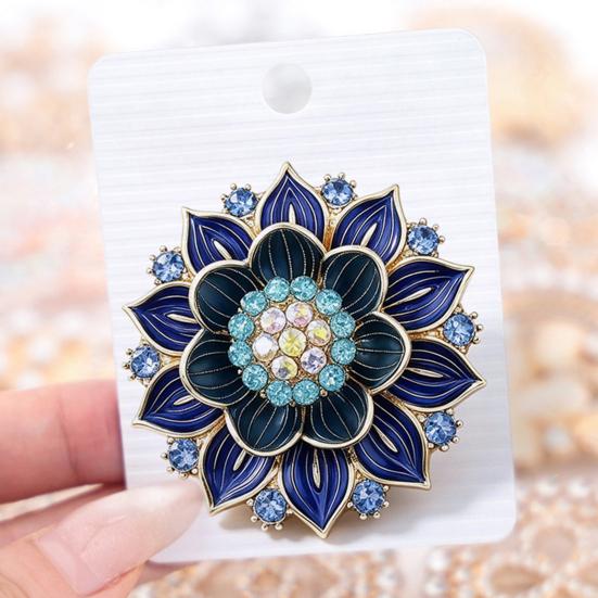 Artistic Floral Brooch Retro Flower Pin, Lapel Pin with Rhinestone Rhinestone, Metal Clothing Jewelry Accessory for Women Girls Daily Wear