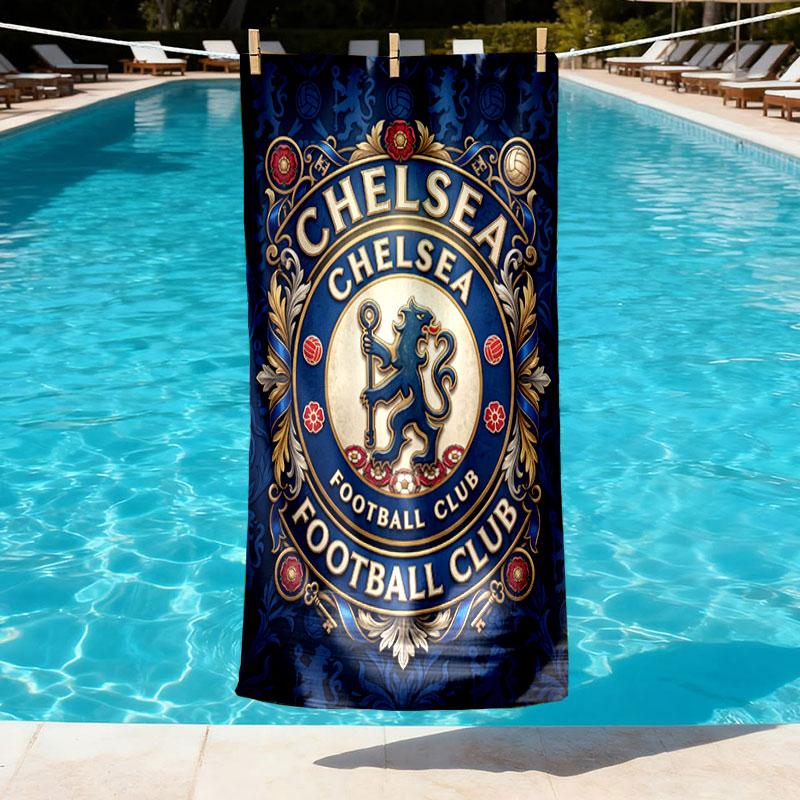 Chelsea FC Print Beach Towel Design, Soft, Lightweight. for Home Bathroom, Spa, Pool, Yoga, Surfing, Camping, Gift for Family, Friend