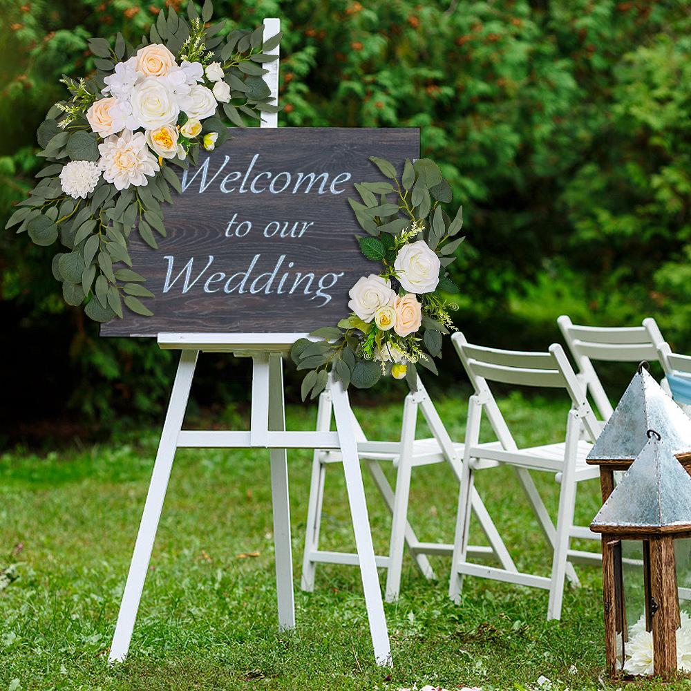 Wedding Welcome Card, Water Card Flower Indicator, Fake Flower Simulation Silk Flower Flower Arrangement, Wall Decoration