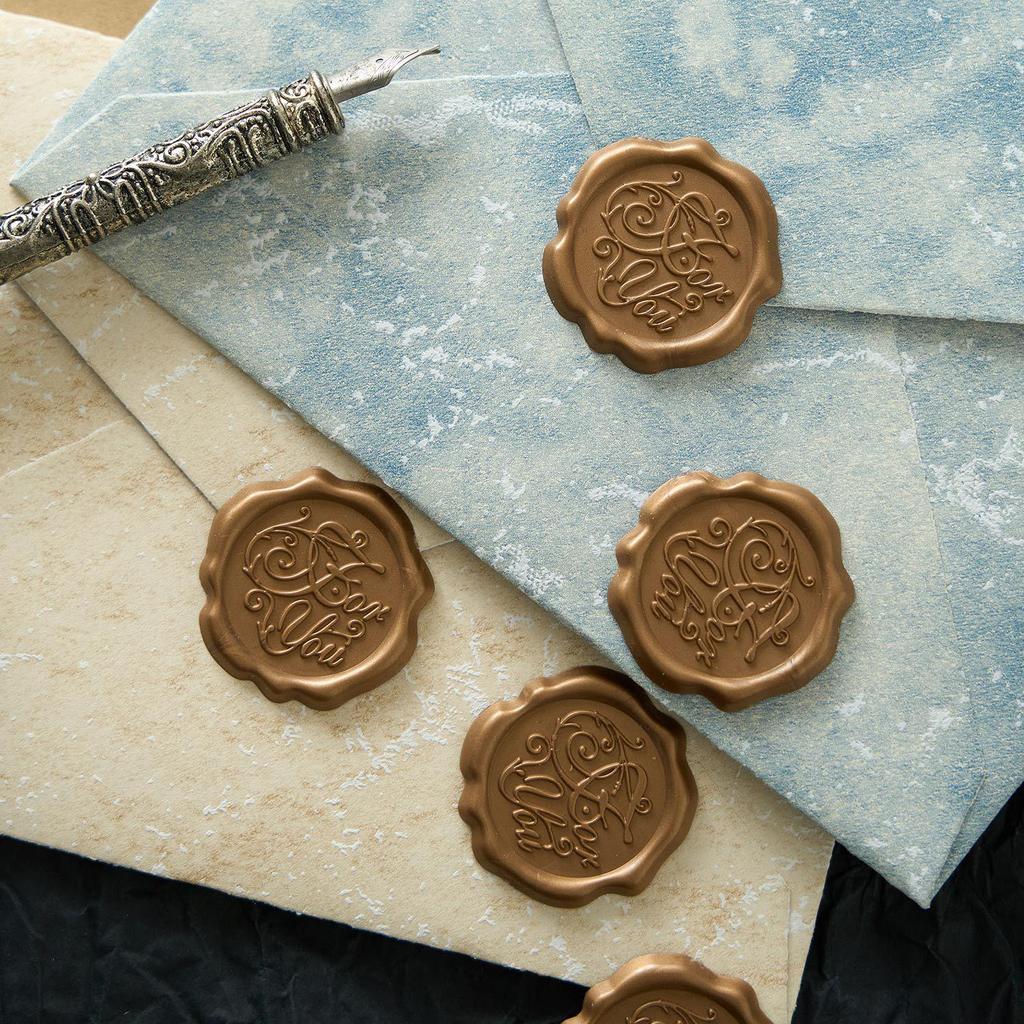 Gilded Envelope & Letter Paper Set - Embossed Texture, Straits Style, Handwritten Love Letters with Wax Seal for Valentine's Day