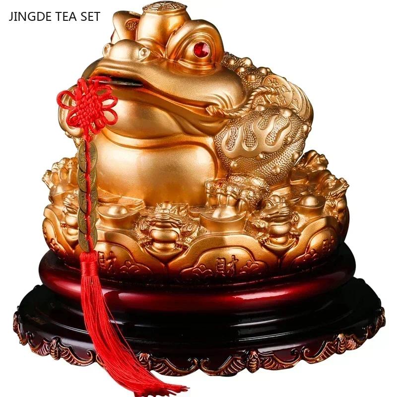 1PCS Resin Lucky Toad Ornament Living Room and Office New Chinese Style Savings Jar Cashier Decorative Crafts Opening Gift