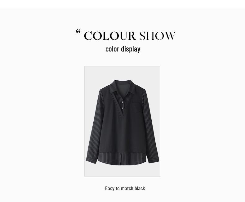 Spring Casual Plus-Size Two-Piece Shirt - Light Mature Style with Turn-Down Collar for Women