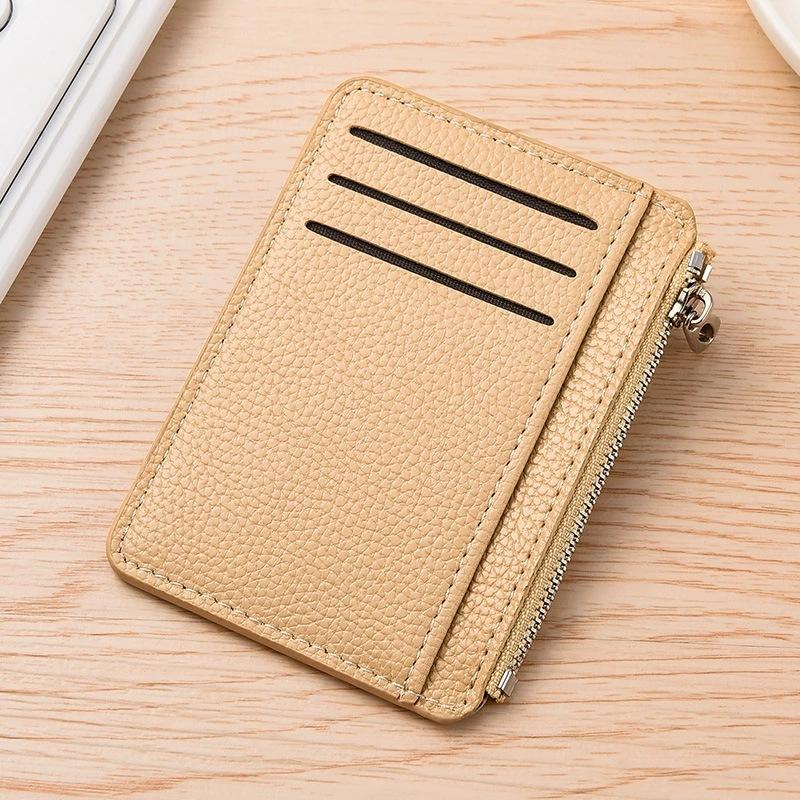 Zipper Coin Purse Simple Multi-Card Slots Wallet Pu Leather Card Holder Lightweight Change Pouch For Women Men Daily Use