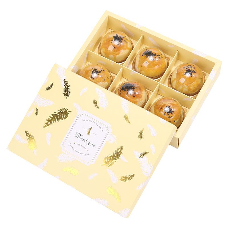 10 Stück Gelbe Feder Heißprägung Verpackungsboxen 6-teilige Verpackungsboxen Geeignet für Verpackungsboxen Heimküchen Verpackungsmaterial