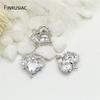 14K Gold Plated Brass Shiny Crystal Heart Pendant DIY Necklace Pendants Earrings Charms Jewelry Making Accessories