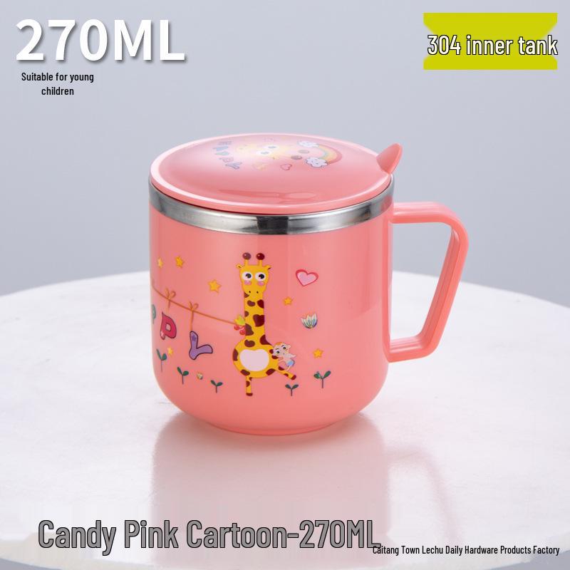 304 Stainless Steel Cartoon Water Cup with Lid for Kids - Children's Milk and Drinking Mug
