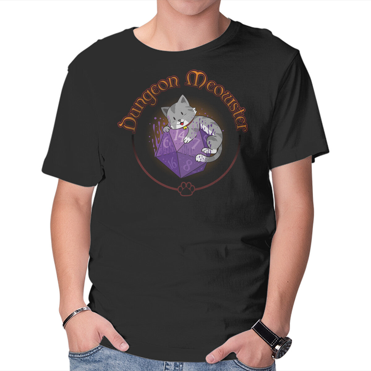 Unisex Crew Neck T-Shirt Dungeon Meowster Graphic Short Sleeve Casual Tee XXXL