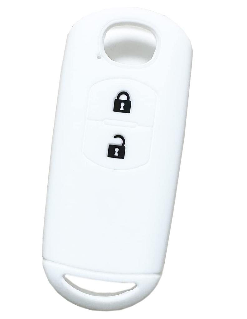 IKT Smart Key Silicone Cover for Mazda Cars, 2 Buttons, White, CX5, CX3, Demio,