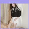 Premium Quality Female Women Long Sleeve Embroidery Blouse Shirt With Timeless Korean Flower Design