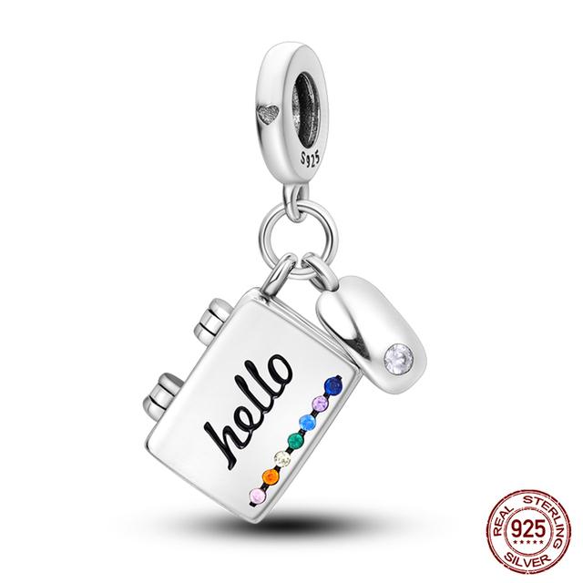 Moda 925 Prata Esterlina Bolsa Bagagem Charms Contas Fit Fasion 925 Pulseiras Finas Aniversário DIY Jóias Fazendo