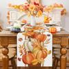 Bonhause Fall Pumpkin Leaves Table Runner 13x90 Inch Orange Buffalo Plaid Autumn Thanksgiving Harvest Kitchen Dinning Table Decoration for Indoor