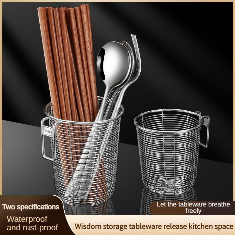Edelstahl Essstäbchenhalter Besteckorganizer Utensilien Abtropfgestell Runder Essstäbchenbehälter Gabel Löffel Aufbewahrung Besteck Abtropfgestell