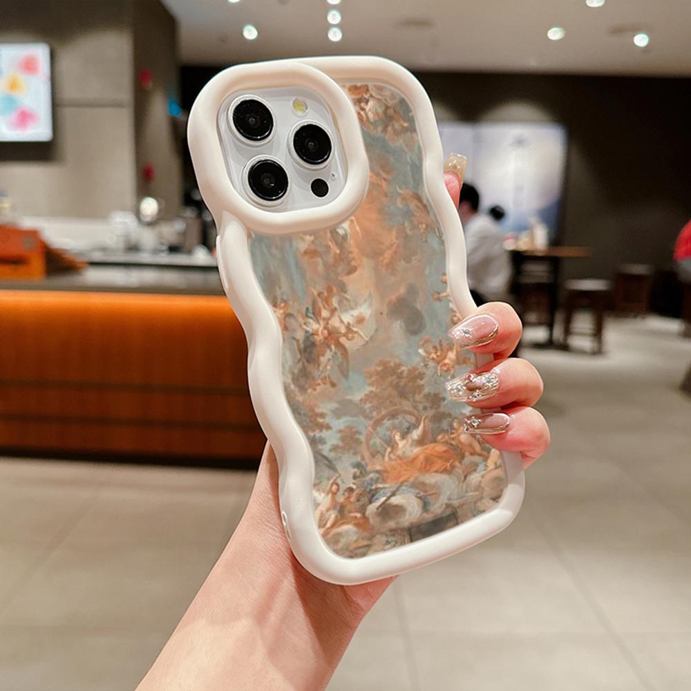 Macaron Soft TPU Phone Case for iPhone 11 12 13 14 15 Pro Max SE X Xs Max XR 6 6s 7 8 14 15 Plus Tecno Camon 19 Realme C35 Cover Ae51 Angel art design