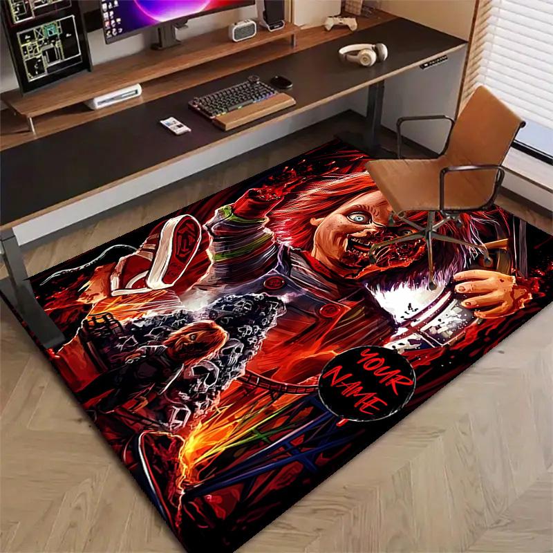 Custom Chucky Mat Personalized Name, Polyester Washable Indoor Entryway Rug, Gift for Christmas, Easter, Thanksgiving Day