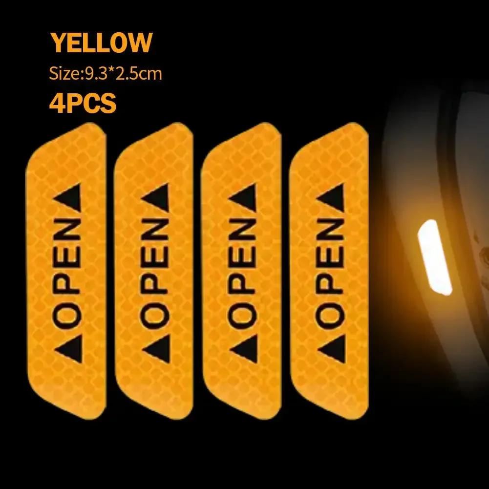 4PCS Reflective Car Door Stickers - Safety Opening Warning Reflector Tape Decal, Auto Exterior/Interior Safety Accessories