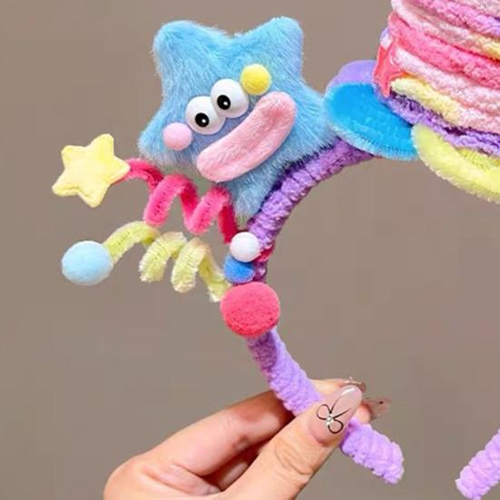 Soft Fabric Velvet Headband Birthday Series Cake Decor Bright Color Hair Hoop Hand-Crafted Hair Accessory