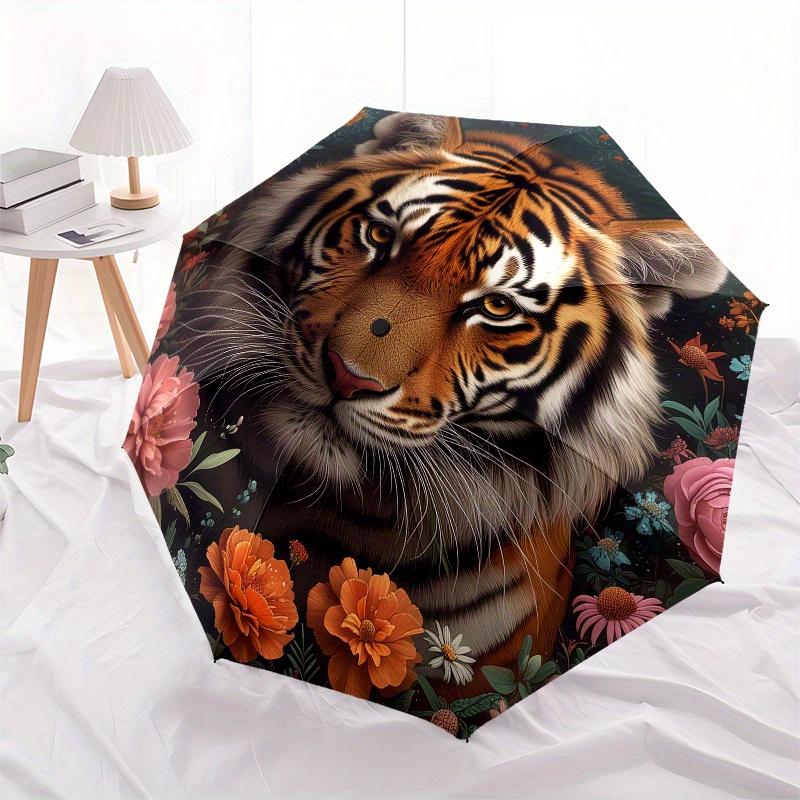 Floral Tiger Wall Art: Vibrant Nature Decor for Your SpaceUmbrella, Portable 3-Fold Compact Umbrella for Men & Women Gift