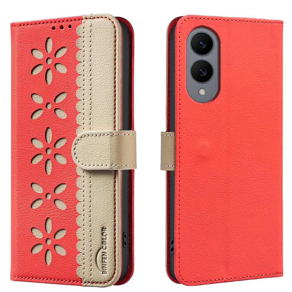 For Samsung Galaxy S25 Edge Leather Case BINFEN COLOR BF36 Floral Pattern Phone Cover RFID Blocking Wallet Stand