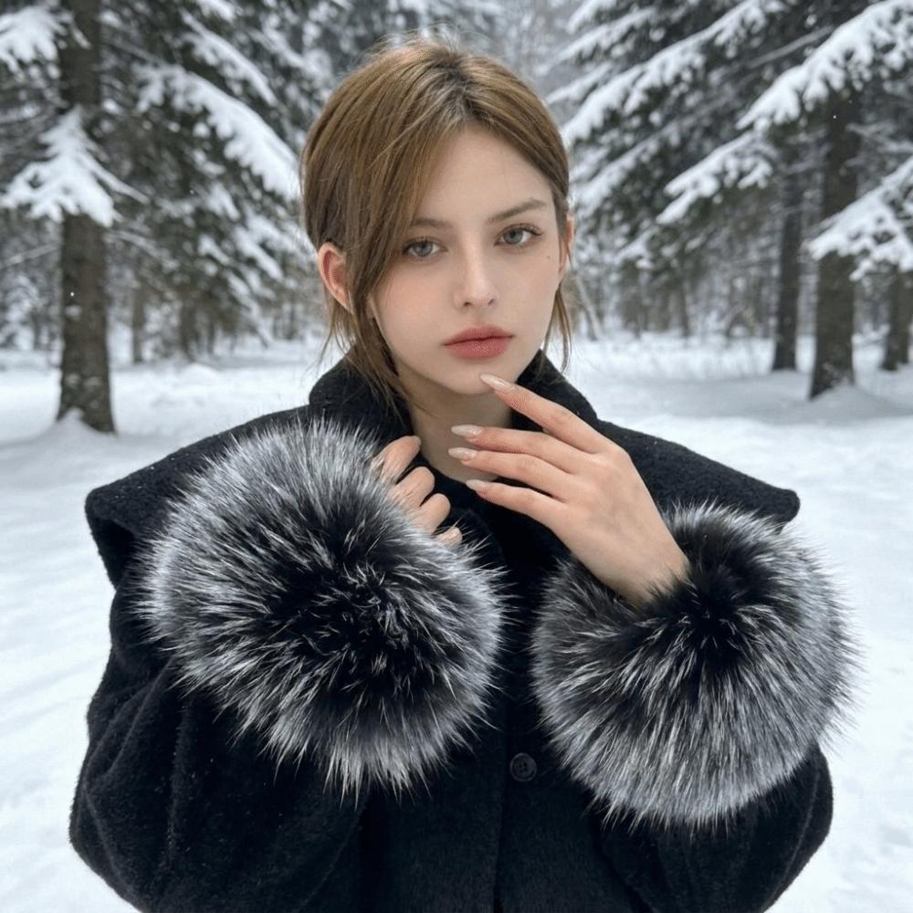 Solid Color Sleeve Cuffs Keep Warm Plush Sleeve Covers Fashion Faux Fur Wrist Cuffs Ladies
