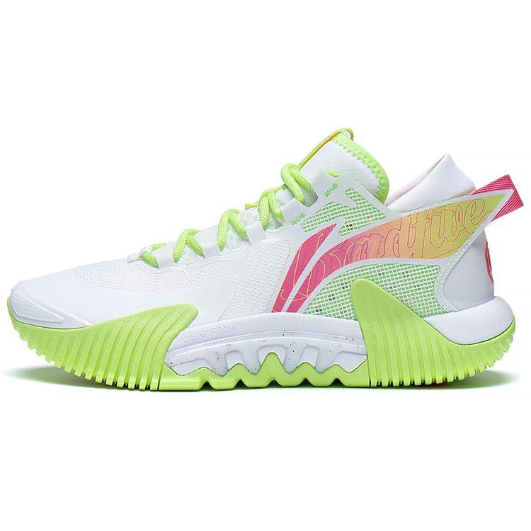 Li Ning Badfive 2 Low Basketball Shoes Men's Low Top Standard White/Neon Yellow Green ABFS003-17