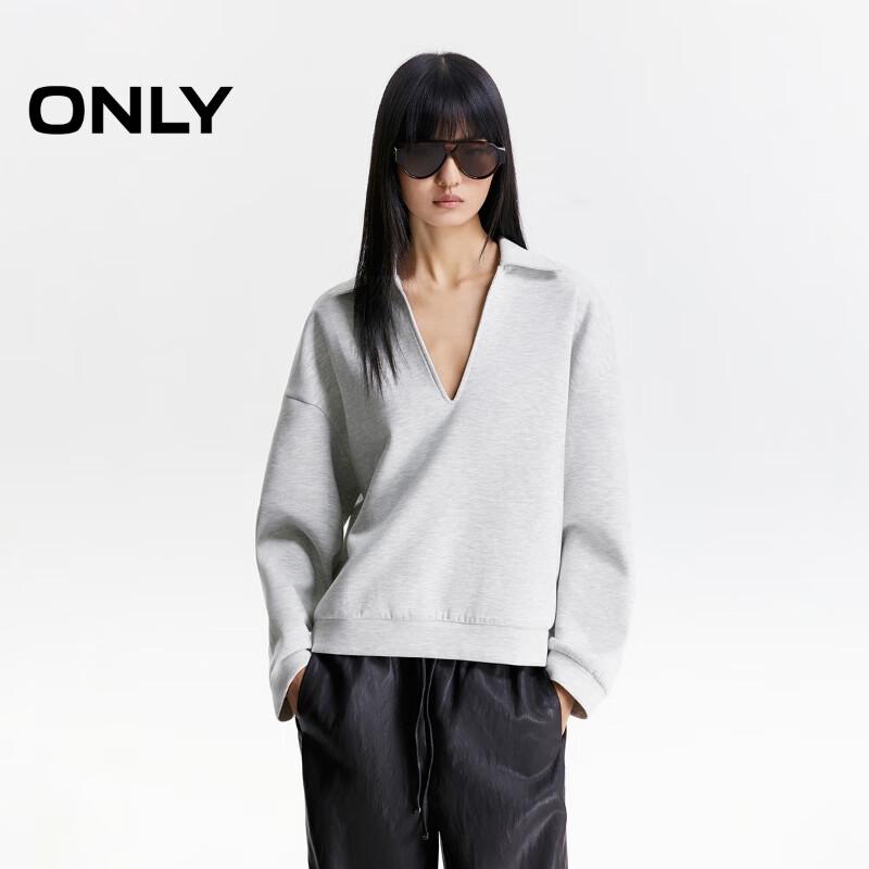 

ONLY Women s 2025 Summer V-Neck Drop-Shoulder Long-Sleeve Sweatshirt L