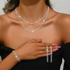 925 Sterling Silver Sparkling Necklace Women's Light Luxury Niche Design Gypsy Collarbone Chain Plain Chain Silver Bare Chain Neck Chain