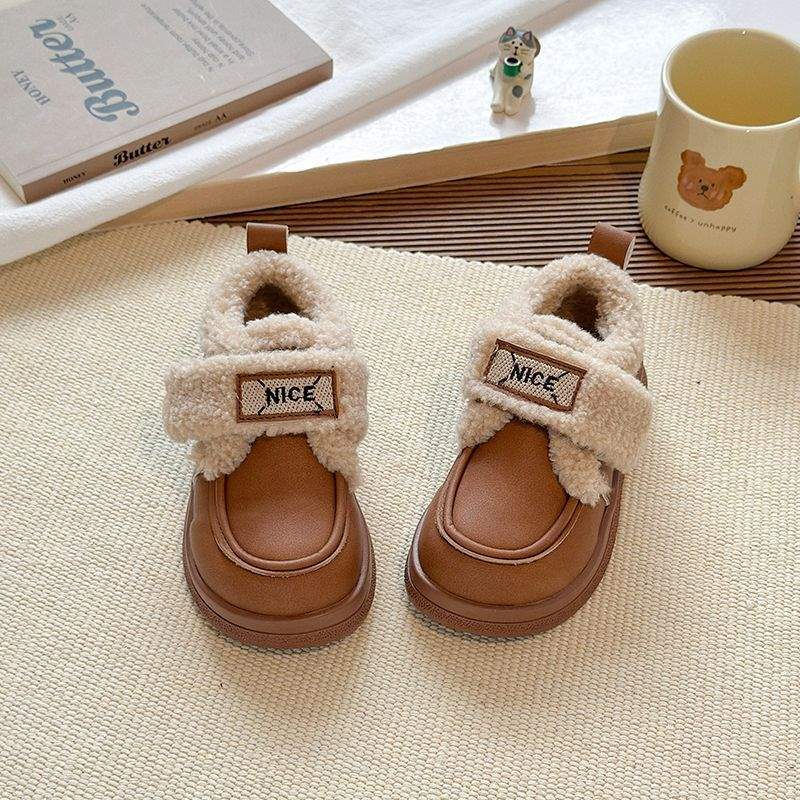 Children's cotton shoes 2025 autumn and winter new girls' fleece snow boots non-slip medium and older children's fleece warm loafers